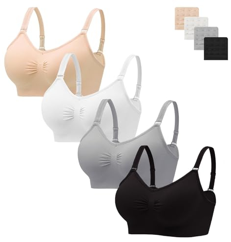 HBselect 4er Pack Gepolsterte BHS ohne Bügel Damen Rückenfrei Nahtlose Bralettes Bügelloser T-Shirt BHS Sports Bra Yoga Bustier für Frauen Mädchen
