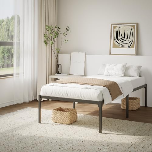 Shopeco Quickdreams EasyFrame Bettrahmen 36cm H Metallbett mit Lattenrost, Bettgestell aus Metall, Modern Doppelbett Einzelbett, Schwarz 90 x 200 cm, Keine Schrauben oder Werkzeug benötigt
