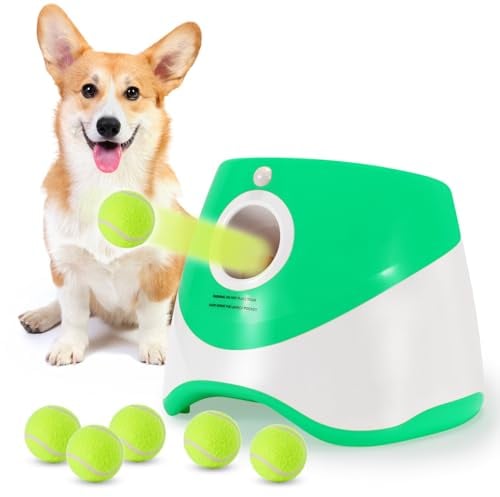 Galatée Automatischer Ballwerfer, Kleiner Interaktiver Ball -Launcher, Automatic Ball Launcher Für Hunde, Ball -Launcher Für Hunde Mit 6 Mini -Tennisbällen(Grün)