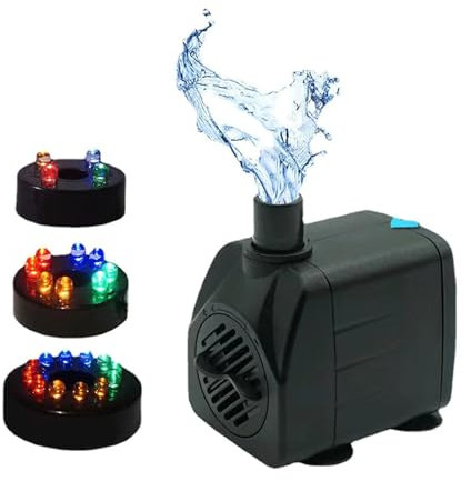 Bomba Agua Sumergible 15W 800L/ H Bomba Fuente Con Luz Led Color 12 Agua Acuario Estanque Jardín Piscina Fuente,8W