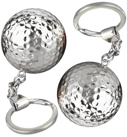 JISADER 2X Porte-clés Balle de Golf en métal, Porte-clés de Voiture, Pendentif pour Sac à Dos, Portefeuille, Sac à Main, Argent