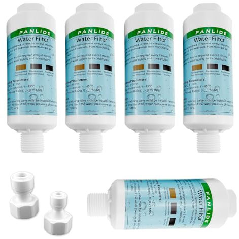 FANLIDE Bidet Toilet Filter, 5 Pack + 2 Adapter, Compatible with 1/2 1/4 3/8 Bidet Hose