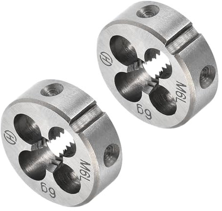 CoCud Terraja de Reparación de Rosca Redonda Terraja M6 de 20 mm OD Roscado Cilíndrica de Acero para Herramientas de Aleación con 4 Orificios para Virutas 2 Piezas