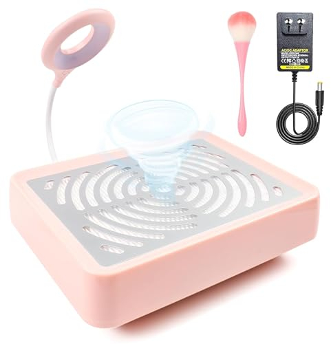 Aspirador profesional para uñas absorbente: aspiradora de uñas con lámpara y filtro, 40 W silenciosa aspiradora de uñas ajustable para diseño de uñas, manicura, salón de uñas
