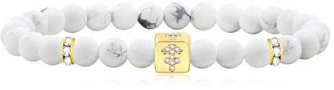 Uloveido Sternzeichen-Armband für Damen und Herren, natürlicher weißer Howlith-Stein, Sternzeichen, Sternbild, Horoskop-Armband, Geburtstagsgeschenk für Mädchen, Jungen, beste Freunde, YA4647