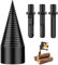 MONCAP Bohrkegel Holzspalter 32mm Holzspalter Schraube Kegel Spaltholzkegel Holzspalterbohrer Brennholz Kegelbohrer Set mit 3 Bohrgriffe für Bohrmaschine Holz Elektrischer Holzspalter