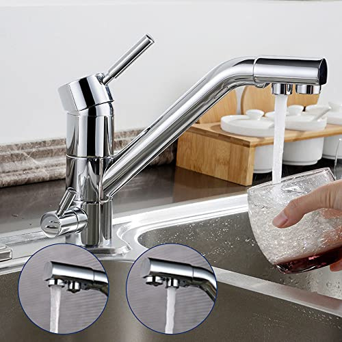 3 Wege-Wasserhahn, Küchenamatur 3 in 1 Waschbeckenarmatur Küche Wasserhahn Armaturen bad drehbar, Mischbatterie, Badamatur für Spülbecken, Küche, Bad