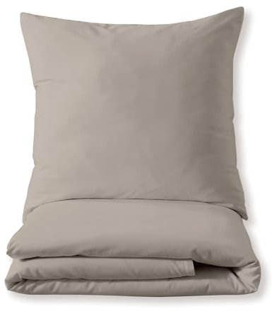 Luxuriöses Bettset aus Mako-Satin 100% Baumwolle 135x200 155x220 200x200 200x220, Größe:155 x 220 cm, Farbe :Beige