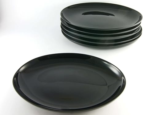 Creatable, 22844, Serie Italien Party Black, 6-teiliges Geschirrset für 6 Personen, Steakteller aus Opalglas, spülmaschinen- und mikrowellengeeignet, Made in Europe