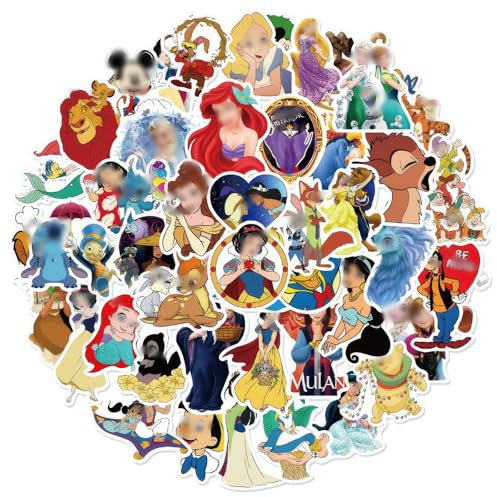 StickeR Kinder Mädchen- 50Pcs Prinzessin Vinyl Aufkleber Kawaii Sticker Set, Wasserfest Geschwollen Sticker Deko, Cute Anime Geschenk Mitgebsel Kindergeburtstag für Laptop Skateboard Scrapbook Bottle