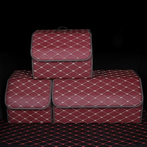 WHLXQ Auto Kofferraum Organizer für Subaru Outback Legacy, Auto Tasche Kofferraum Faltbar und Wasserdicht, Auto Verstauen Zubehör,Red-M