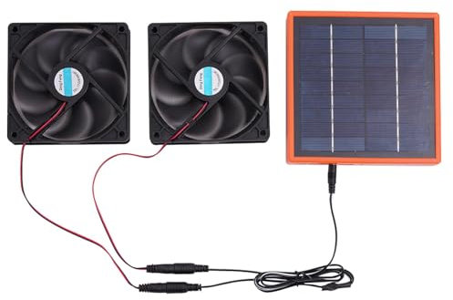 Ventilatore solare con batteria, ventilatore di scarico solare | Ventilatore da capannone piccolo 2X 30 W per scarico,Ventilatore per serra con cavo on/off, ventilazione per capannoni, ventilatore per