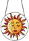 PLIGREAT Sonne und Mond Sonnenfänger Buntglas Sonnenfänger Boho Sonnenfänger Fensteraufhängung Dekoration mit Metallkette Glasscheibe Dekor für Wohnzimmer Garten Weihnachten Dekor