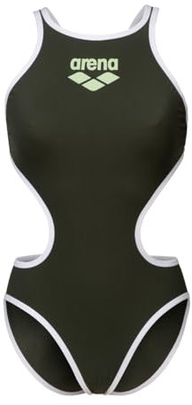 ARENA Damen One Women's Big Logo Swimsuit Badeanzug, Dunkles Salbei/Weiß, 34