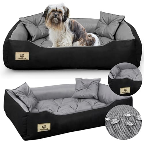 KING DOG Hundebett Kleine Hunde Waschbar S 55 x 45 cm Wasserdicht Hundekissen Haustierbett Hundekorb auch für Katzen Orthopädisches Hundebetten Wasserdichtes Material Silikon Füllung Grau