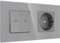 PULSAR Rolladentaster mit Steckdose Unterputz Glas Grau 2 Fach - Jalousietaster Rollo/Rouleau/Jalousette Taster mit Wandsteckdose 157 x 86mm