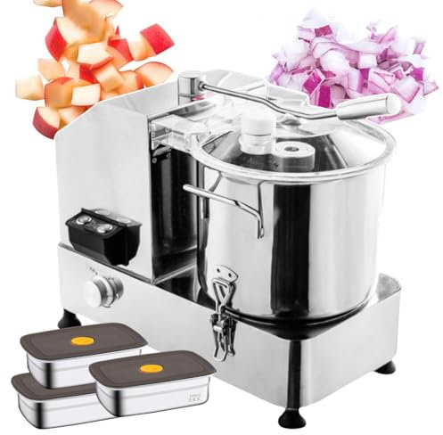 forplubossmmp Procesador De Alimentos Comercial Y Picador De Verduras Y Picadora De Alimentos Eléctrica con 3 Compartimentos para Alimentos Y Barril De Acero Inoxidable Extraíble para Cocinas,12L