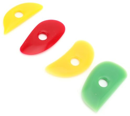 4 pièces Outils d'argile en céramique de côte en silicone souple pour la sculpture et le moulage en jaune rose rouge orange vert - Ensemble d'outils en céramique robuste et flexible