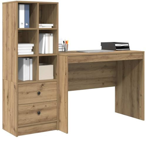 vidaXL Schreibtisch mit Schubladen 2 pcs Artisan-Eiche, Büroeinrichtung, moderner Schreibtisch, robuster Arbeitsplatz, praktische Studie, Holz-Arbeitsstation