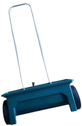 misppro Spandiconcime a mano per semi, spandiconcime a pressione, strumento per piantare semi, seminatrice da giardino per prato, fattoria, cortile, 56 x 19 x 107 cm, blu