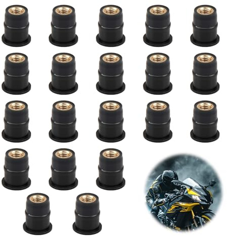 20 Stück M5 Motorrad Windschutzscheibenmutter (Straight Convexity) | Windschutzscheiben Befestigung Gummi Schrauben, 5mm Gummi Well Mutter Sortiment für die Meisten Motorräder Ersatzzubehör