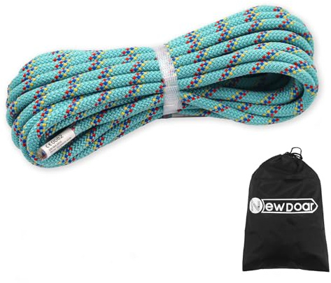 NewDoar CE & UIAA Certificated Static Climbing Rope 14KN 8mm(5/16in) High Strength Accessory Cords Safety for Rock Climbing, Outdoor Survival, Hiking, Mountaineering-Blue/10M