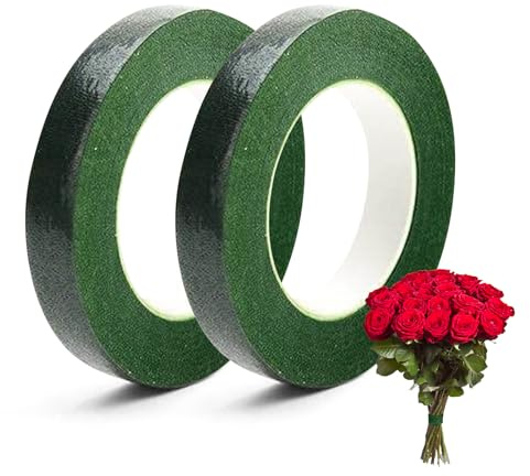 Winhuey 2 Rolls Florist Tape Green Floral Tape, Flower Arranging Accessories for Stem Wrapping and Floral Arrangements (Green)