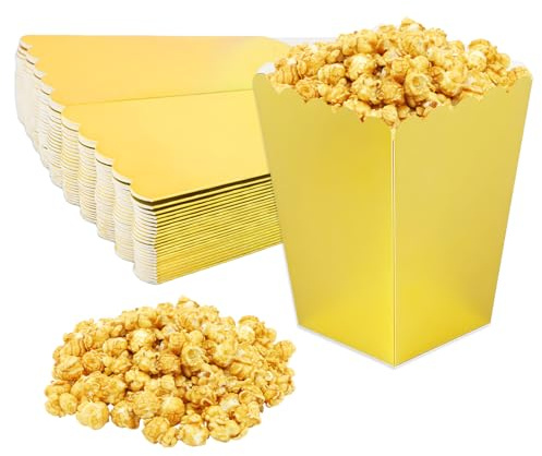 24 Stück Popcorn Tüten Klein, Mini Golden Popcorn Boxen, Papier becher | Papier Popcorntüten Klein, Container Box Partytüten, Für Hochzeit, Filmabend Oder Party Wiederverwendbar, Geburtstagsfeier