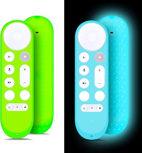 Funda de silicona para Google TV Streamer 4K TV GY3LE mando a distancia Glow in The Dark (verde y azul), paquete de 2