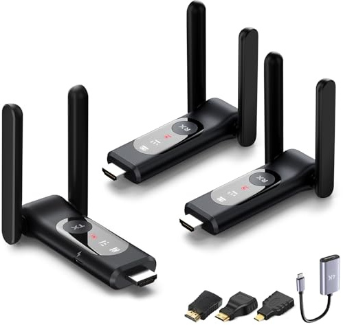 Wireless HDMI Transmitter and 2 Receiver,50M/165FT,LED Display,Up to 8RXs,Plug and Play,Smart Thermal Control,2.4+5GHz,Wirelessly Video Stream from Netflix/Laptop/TV Box/Camera to Multiple Monitor/TVs