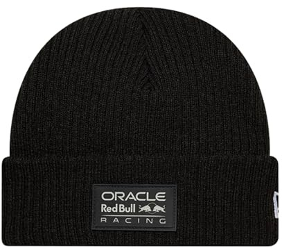 New Era Red Bull Energy WEAR, ORBR Replica Beanie, Offizieller Fanartikel, Schwarz Mütze mit Oracle Red Bull Racing Logo Patch, 100% Polyacryl