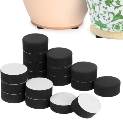 Kinesgsg 90 Pièces Pied Pot De Fleur Invisible, EVA Auto-adhésif | Réhausseurs De Pots, Noir Support Pot De Fleur Exterieur, Pour Drainage Et Protection Du Sol Intérieur Extérieur