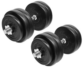 Bad Company Kurzhantel-Set I Hantelscheiben Kunststoff-ummantelt mit Kurzhantelstangen 30/31 mm in diversen Gewichtsklassen I 2x15 kg