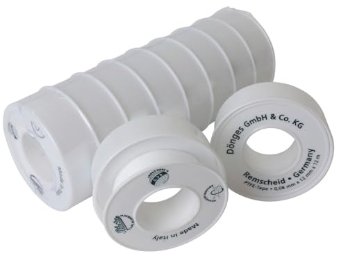 Dönges PTFE-Dichtungsband 0,08 x 12 mm, Rollenlänge 12 m (PTFE-Band Teflonband Dichtungsband Dichtband Flachdichtungsband Gewindeband Gewindedichtband) Stärke: 0,08 mm/Breite: 12 mm