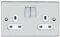 Schneider Electric GU3220WPC Ultimate Flat Plate, Polished Chrome with White Insert, Switched Double Power Socket, Single Pole, 13 A