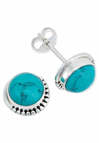 925 Silber Ohrstecker Damen | echtes Silber, verschiedene echte Steine zur Auswahl, handarbeit aus Indien, im Geschenkbeutel