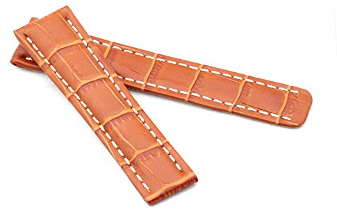 Bob Herren Faltschließband Alligator Style kompatibel Breitling 20 mm Hellbraun