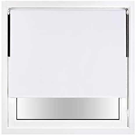 FURNISHED Blackout Roller Blind with Metal Fittings Trimmable Insulated Thermal Fabric Heavy-duty Easy Install Brackets Window Roller Blinds - White, 180W x 165H cm