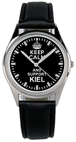 KIESENBERG Armbanduhr Keep Kiel Geschenk Artikel Idee Fan Damen Herren Unisex Analog Quartz Lederarmband Uhr 36mm Durchmesser B-1590
