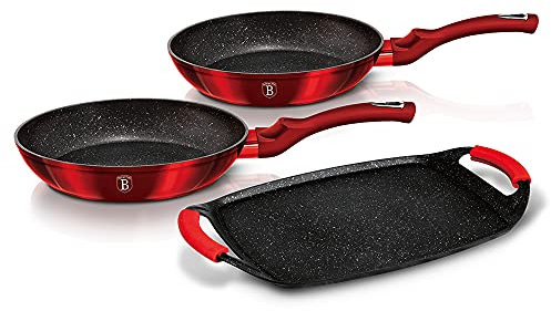 Berlinger Haus - BH / 1668 - Einstellung der Crypan/Grillplatten, 3 + 2 PCs, Burgundy Metallic Line Edition