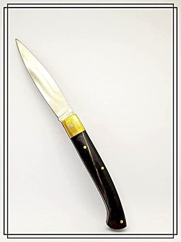 Ram Coltello da Caccia SARDO PATTADA Tascabile Manico in Corno Sardegna Collezione (Nero)