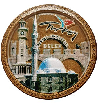 Wedare Magnet Souvenir Belek Türkei 3D Runde Kühlschrankmagnet Harz Reise Souvenirs, handgemachte Home & Kitchen Dekoration Belek Kühlschrankmagnet Sammlung Geschenk