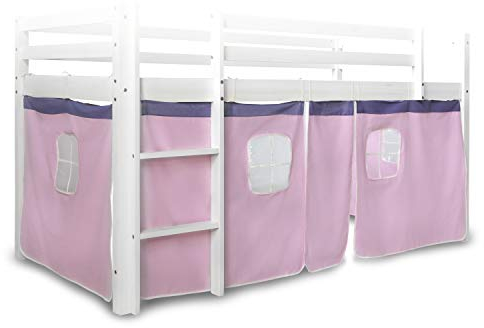 Homestyle4u 1517, Bettumrandung Bettvorhang für Hochbett, Vorhang Stoff Baumwolle, Rosa