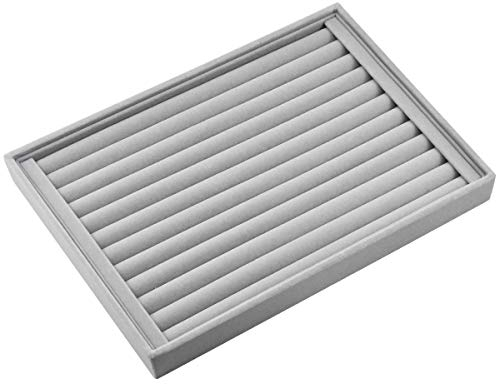 Fodlon Schmucktablett Samt, Ohrringbox Aufbewahrung Schmuckkasten für Ohrringe und Ringe, Schmuck Organizer Groß für Schublade - 35 * 24 * 3cm