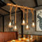 Rétro Corde De Chanvre Plafonnier Pendentif Lumière Rustique En Bois Industriel Suspendu Lumière Métal Fer Cage Lampe E27 Luminaire Lustre Pour Cuisine Île Salon Salle À Manger Restaurant Décoration
