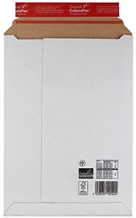 Versandtasche aus Wellpappe Karton mit Selbstklebeverschluss und Aufreissfaden | CP010.54 Innenmaß 235x340x35mm | weiß | 20 Stück