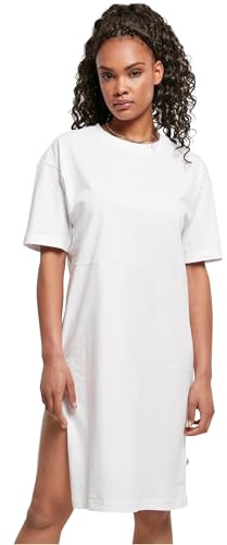 Urban Classics Ladies Organic Oversized Slit Tee Dress, White, 3XL