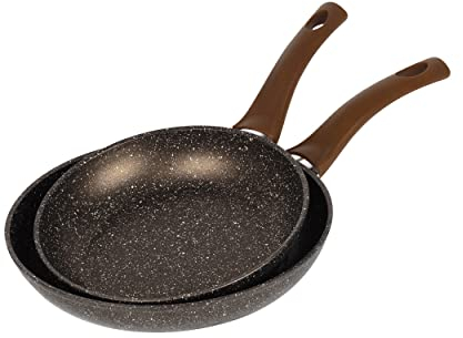 Bergner Root – Pfannen-Set 2 Tlg., Antihaftbeschichtung, Recycelt, Induktion, Rostfrei, Ergonomischer Soft-Touch Griff, 20cm+24cm, Geschmiedetes Aluminium, Geeignet für alle Herdarten, Modernes Design