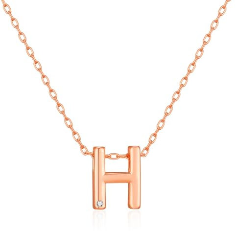Philip Jones Rose Gold Plated Initial Necklace Letter H Created with Zircondia® Crystals