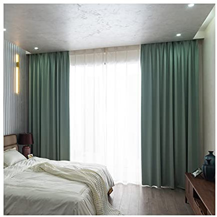 Siunwdiy 2 Stücke Mintgrün vorhänge Blickdicht Verdunklungsvorhang mit Kräuselband Energiespar & Wärmeisolierend einfarbig Gardinen Schal für Schlafzimmer Kinderzimmer Wohnzimmer, 300X270CM